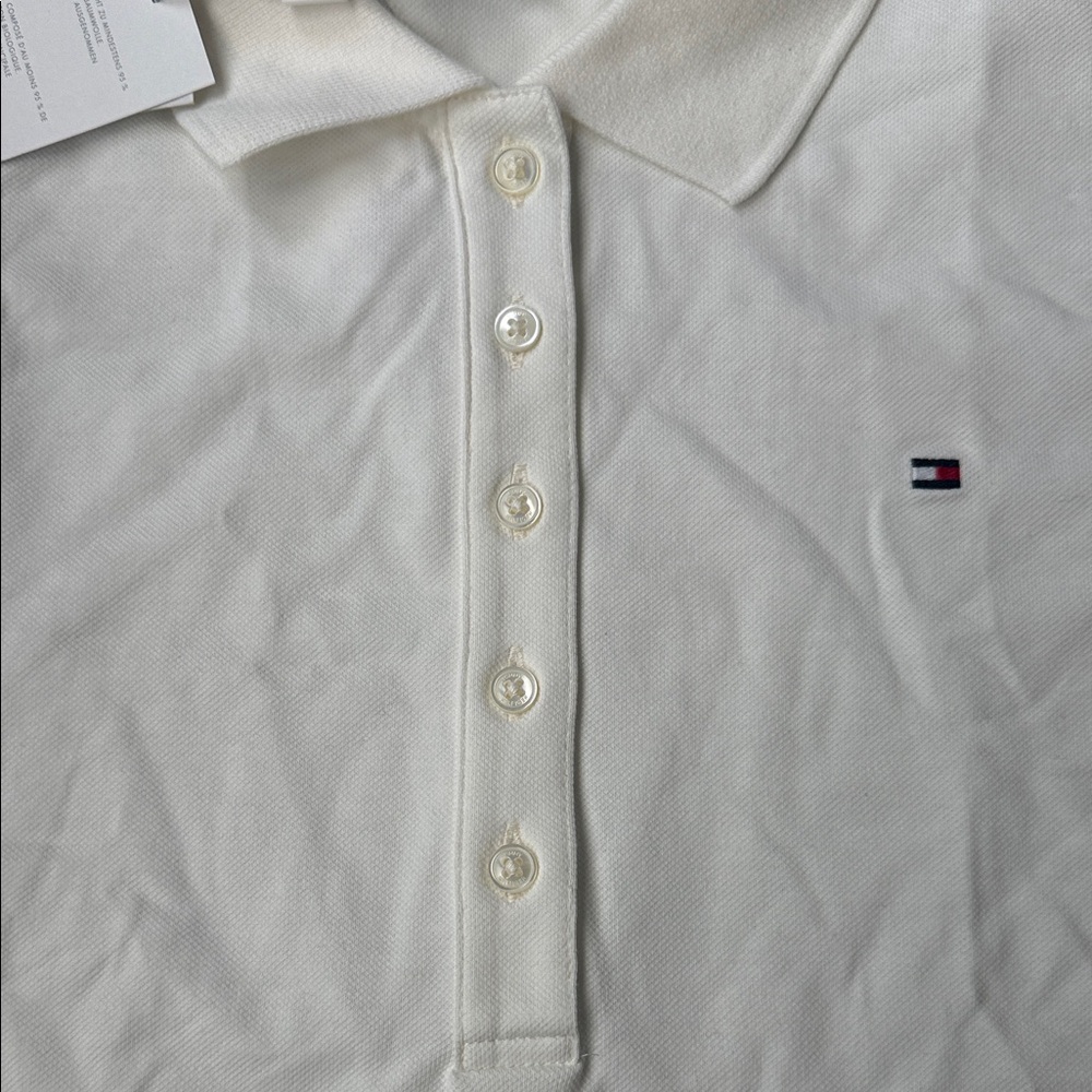 NWT Tommy Hilfiger Women's White Button Down Shirt size small. Color is Ecru - Picture 7 of 15